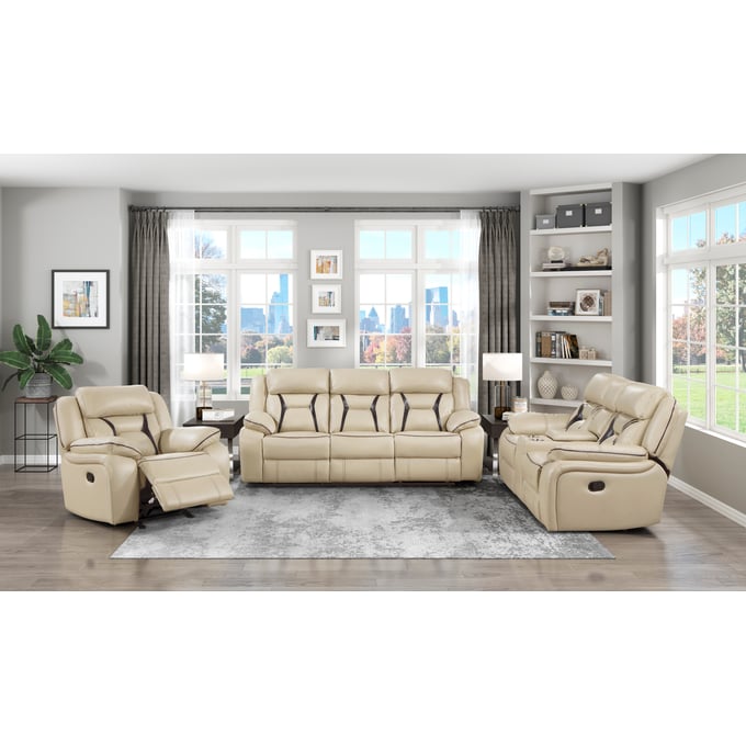 Home Elegance Amite Beige 3pc Living Room Set HE-8229NBE-3SET