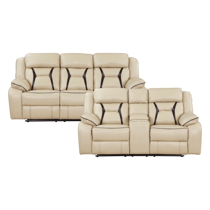 Home Elegance Amite Beige 2pc Living Room Set HE-8229NBE-2SET