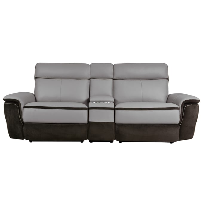 Home Elegance Laertes Brown Taupe Power Double Reclining Loveseat HE-8318-2CNPW