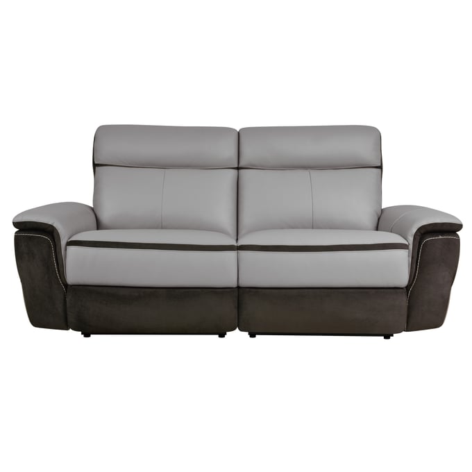 Home Elegance Laertes Brown Taupe Power Double Reclining Love Seat HE-8318-2PW