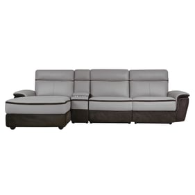 Home Elegance Laertes Brown Taupe 4pc Power Reclining LAF Sectional