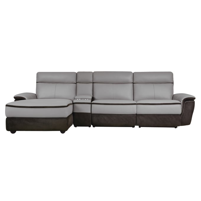 Home Elegance Laertes Brown Taupe 4pc Power Reclining LAF Sectional HE-8318-45LRR