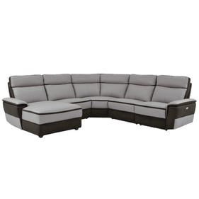 Home Elegance Laertes Brown Taupe 5pc Power Reclining LAF Chaise Sectional