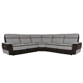 Home Elegance Laertes Brown Taupe 5pc Modular Power Reclining Sectional