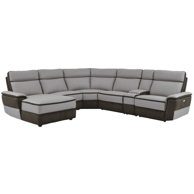 Home Elegance Laertes Brown Taupe 6pc Power Reclining LAF Sectional HE-8318-6A1PW