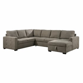 Home Elegance Elton Brown 3pc Sectional with Right Chaise and Hidden Storag...