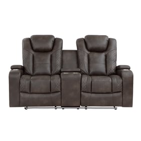 Home Elegance Tabor Dark Brown Power Double Reclining Loveseat with Console