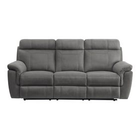 Home Elegance Clifton Gray Double Reclining Sofa with Drop Down Cup Holders