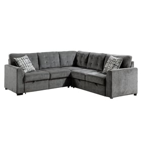 Home Elegance Lanning Gray 3pc Sectional with Pull Out Ottoman