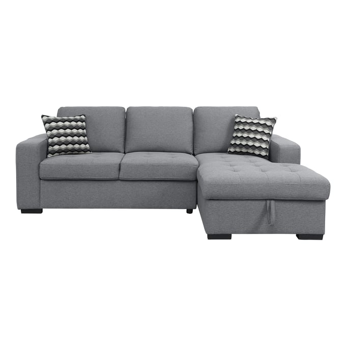 Home Elegance Solomon Gray 2pc Sectional with Right Chaise HE-9313GY-22LRC