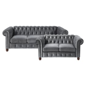 Home Elegance Welwyn Dark Gray 2pc Living Room Set