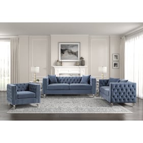 Home Elegance Orina Dark Blue 3pc Living Room Set