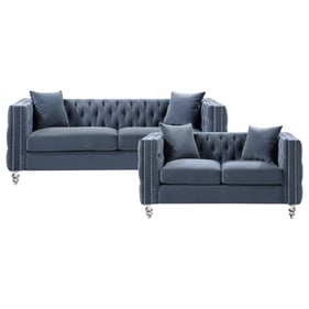 Home Elegance Orina Dark Blue 2pc Living Room Set