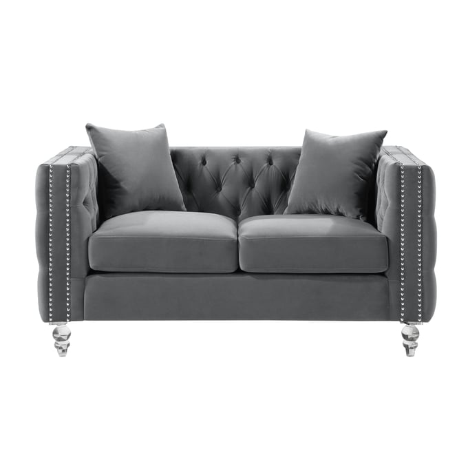 Home Elegance Orina Gray Loveseat HE-9349GRY-2