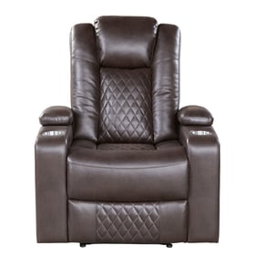 Home Elegance Caelan Brown Power Reclining Chair with Storage Arms