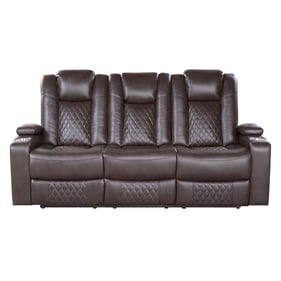 Home Elegance Caelan Brown Power Double Reclining Sofa with Reading Lights