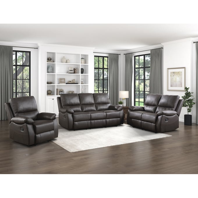 Home Elegance Dawson Brown 3pc Living Room Set HE-9368BRW-3SET