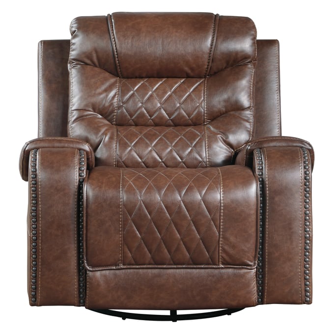 Home Elegance Putnam Brown Swivel Glider Reclining Chair HE-9405BR-1