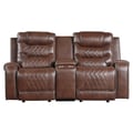 Double Glider Reclining Love Seat with Center Console, Receptacles and USB Port