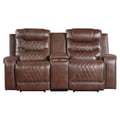 Power Double Reclining Love Seat with Center Console, Receptacles and USB Ports