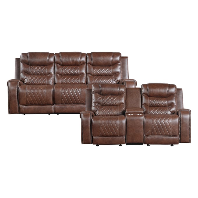 Home Elegance Putnam Brown 2pc Living Room Set HE-9405BR-2SET