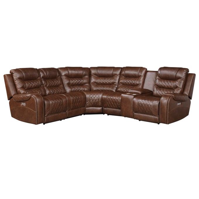 Home Elegance Putnam Brown 6pc Modular Power Reclining Sectional HE-9405BR-6LRRR