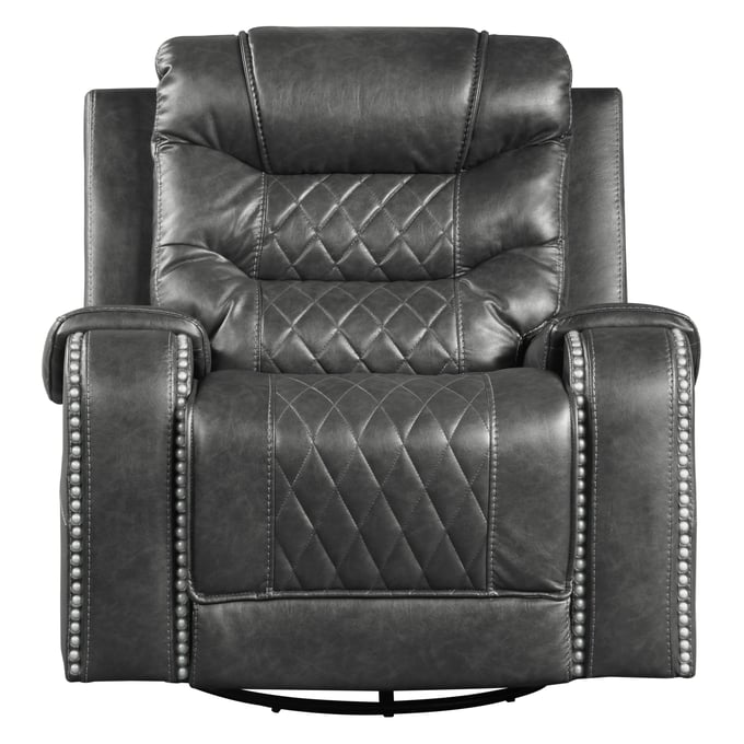 Home Elegance Putnam Gray Swivel Glider Reclining Chair HE-9405GY-1