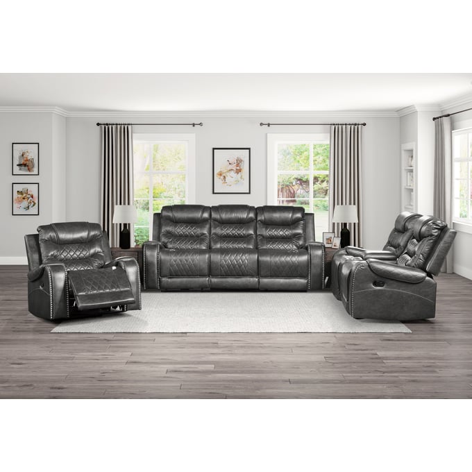 Home Elegance Putnam Gray 3pc Living Room Set HE-9405GY-3SET