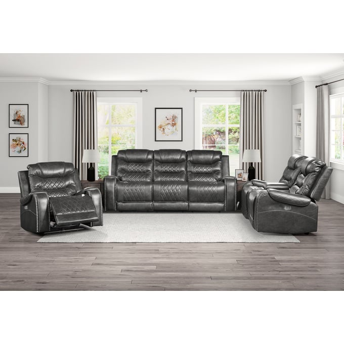 Home Elegance Putnam Gray Power 3pc Living Room Set HE-9405GY-3PW-SET