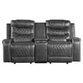 Double Glider Reclining Love Seat with Center Console, Receptacles and USB Port