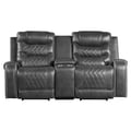 Power Double Reclining Love Seat with Center Console, Receptacles and USB Ports