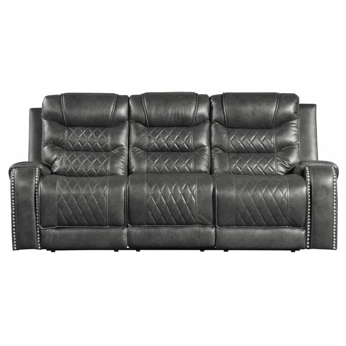 Home Elegance Putnam Gray Double Reclining Sofa HE-9405GY-3