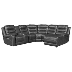 Home Elegance Putnam Gray 6pc Modular Power Reclining Sectional with Right ...