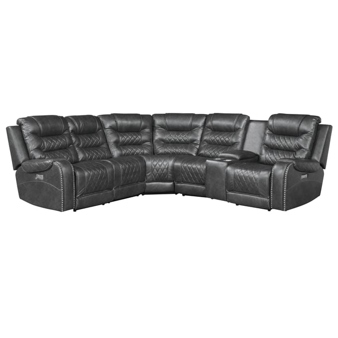 Home Elegance Putnam Gray 6pc Modular Power Reclining Sectional HE-9405GY-6LRRR