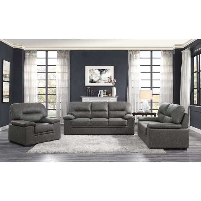 Home Elegance Michigan Dark Gray 3pc Living Room Set HE-9407DG-3SET