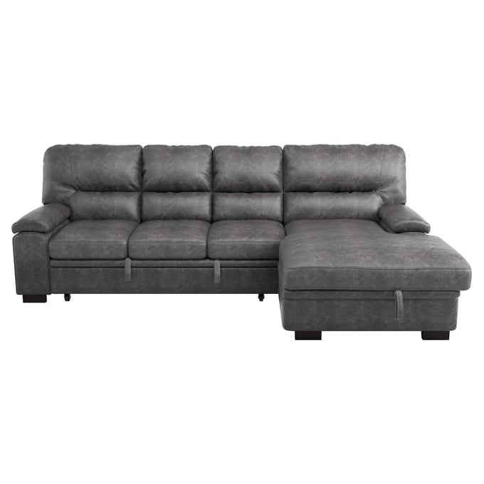 Home Elegance Michigan Dark Gray 2pc Sectional with Pull Out Bed and Right Chaise HE-9407DG-2RC3L-SET