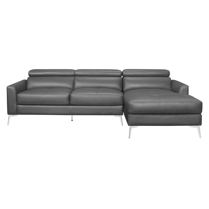 Home Elegance Ashland Dark Gray 2pc Sectional with Right Chaise HE-9408DGY-SC-SET