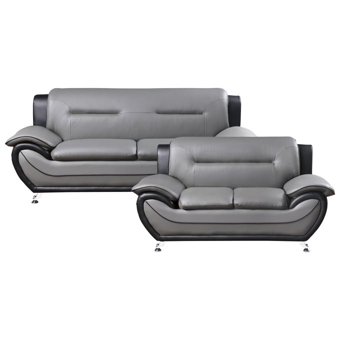 Home Elegance Matteo Black Gray 2pc Living Room Set HE-9419-2SET