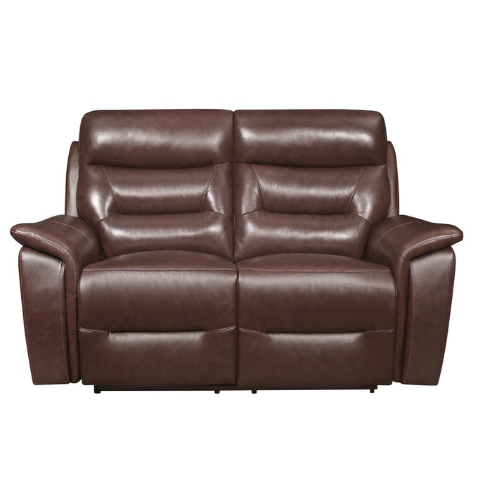 Home Elegance Armando Brown Power Double Reclining Loveseat with USB Ports HE-9445BR-2PWH