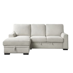 Home Elegance Morelia Beige 2pc Sectional with Pull Out Bed and Left Chaise