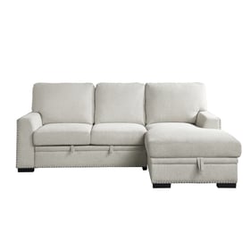 Home Elegance Morelia Beige 2pc Sectional with Pull Out Bed and Right Chais...