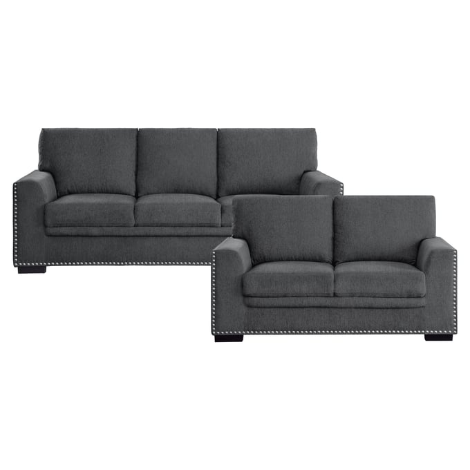 Home Elegance Morelia Charcoal 2pc Living Room Set HE-9468CC-2SET