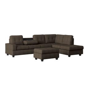 Home Elegance Maston Chocolate 2pc Reversible Sectional with Storage Ottoma...