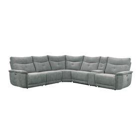 Home Elegance Tesoro Dark Gray 6pc Modular Power Reclining Sectional with U...