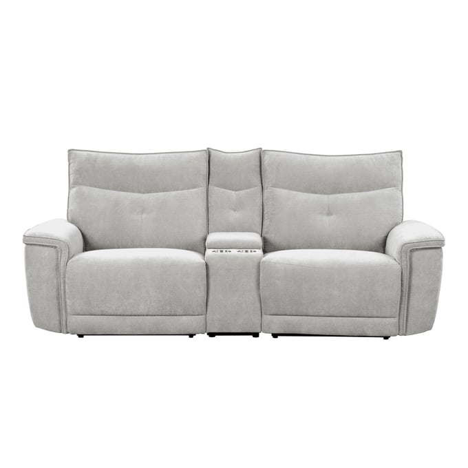 Home Elegance Tesoro Gray Power Double Reclining Loveseat HE-9509MGY-2CNPWH-LS