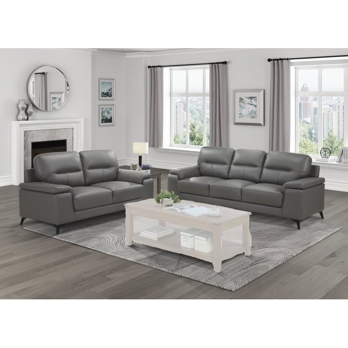 Home Elegance Mischa Dark Gray 2pc Living Room Set HE-9514DGY-2-SET