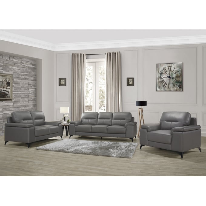 Home Elegance Mischa Dark Gray 3pc Living Room Set HE-9514DGY-3-SET