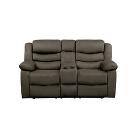 Home Elegance Discus Brown Double Reclining Center Console Loveseat