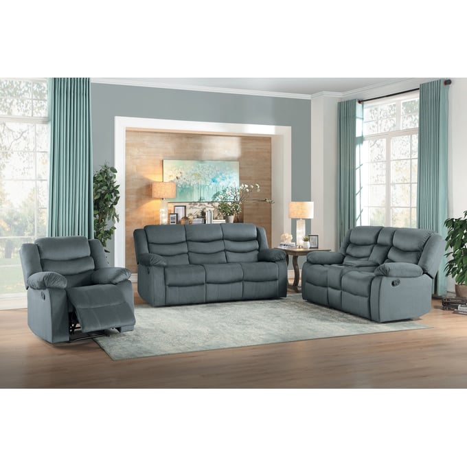 Home Elegance Discus Gray 3pc Living Room Set HE-9526GY-3-SET