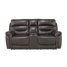 Home Elegance Lance Brown Power Double Reclining Center Console Loveseat